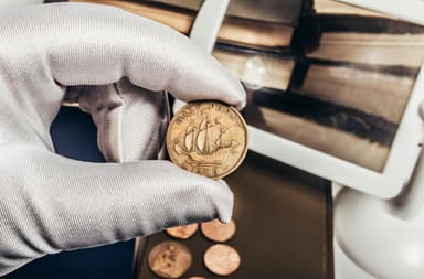 Gold coins close-up